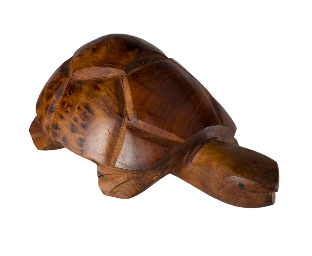 Statue Tortue En Bois De Thuya – Sculpture Artisanale Du Maroc