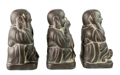 Statue Bouddha De La Sagesse – Figurine En Céramique – Les Trois Singes De La Sagesse