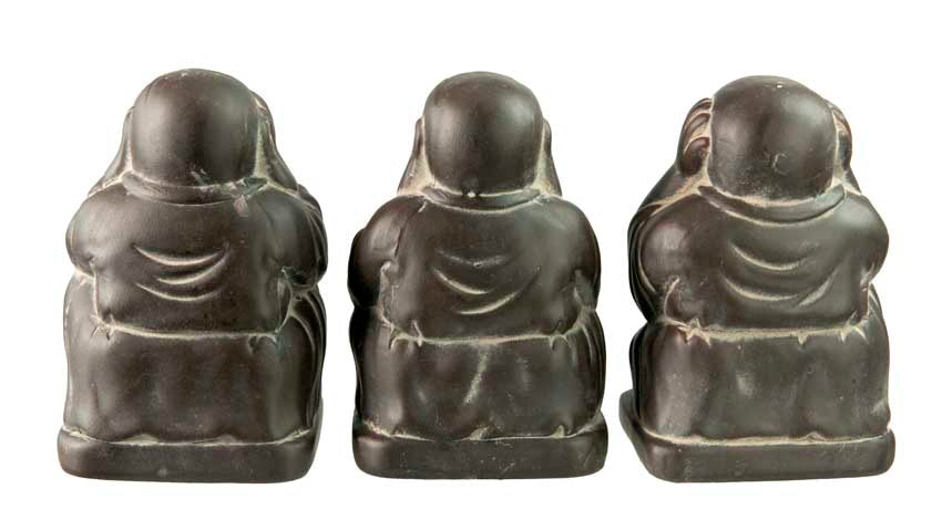 Statue Bouddha De La Sagesse – Figurine En Céramique – Les Trois Singes De La Sagesse