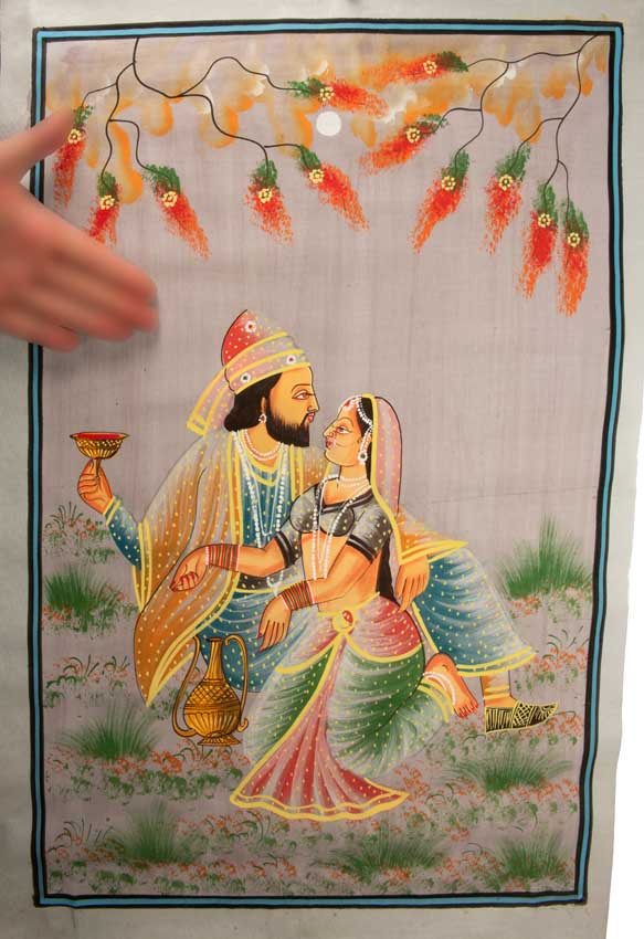 Peinture Moghole Indienne – Maharaja et Courtisane