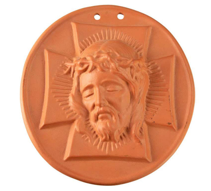 Bas Relief Croix Jésus Christ En Terre Cuite – Décoration Religieuse Artisanale
