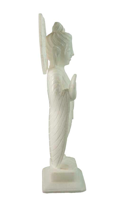 Statue Bouddha Debout Mudra Du Don En Marbre Blanc – Artisanat Indien