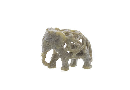 Mini Éléphant En Pierre Stéatite – Artisanat Indien