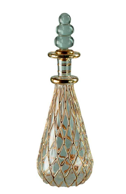 Flacon à Parfum Doré en Verre Soufflé – Artisanat Égyptien