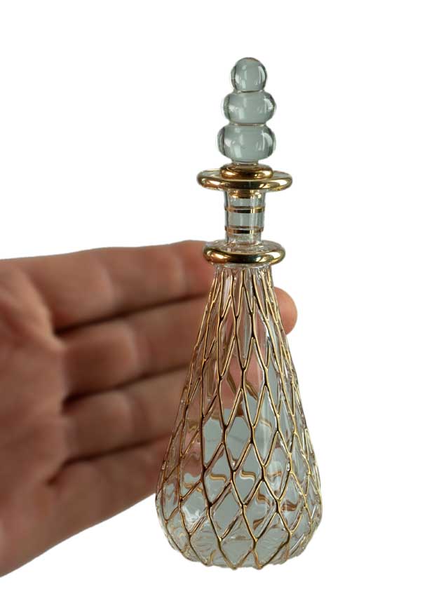 Flacon à Parfum Doré en Verre Soufflé – Artisanat Égyptien
