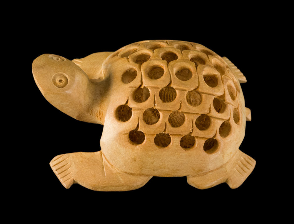 Figurine Tortue En Bois Sculpté – Artisanat Fait Main D’Inde