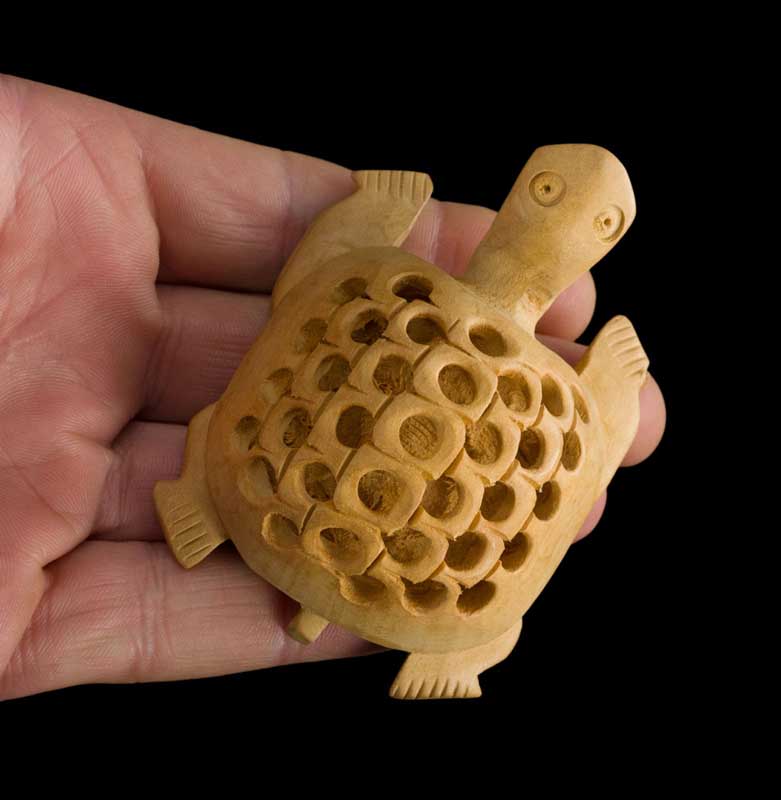Figurine Tortue En Bois Sculpté – Artisanat Fait Main D’Inde