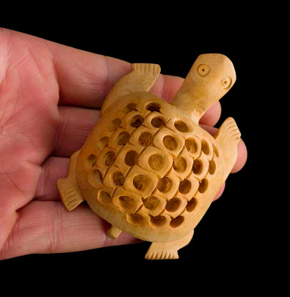 Figurine Tortue En Bois Sculpté – Artisanat Fait Main D’Inde