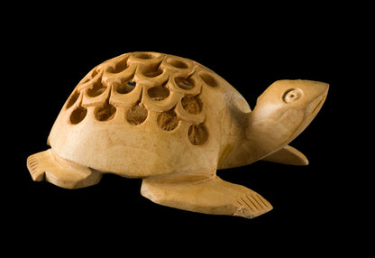 Figurine Tortue En Bois Sculpté – Artisanat Fait Main D’Inde