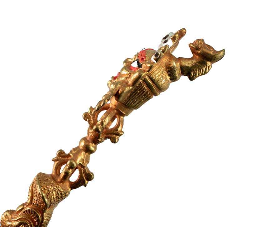 Phurba Mahakala Tibétain – Dague Rituelle en Laiton Doré du Népal