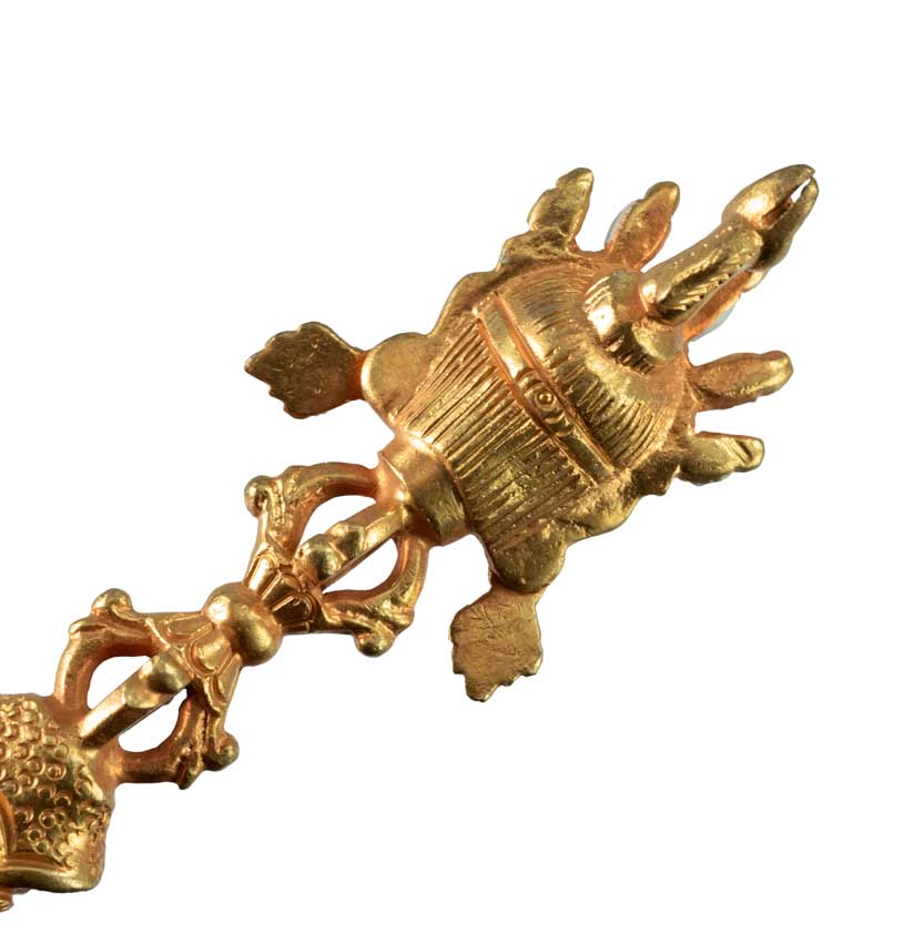 Phurba Mahakala Tibétain – Dague Rituelle en Laiton Doré du Népal