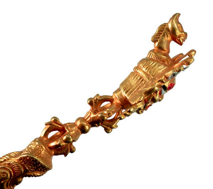 Phurba Mahakala Tibétain – Dague Rituelle en Laiton Doré du Népal