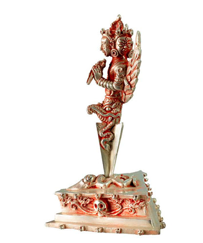 Phurba Mahakala Ailé Vajrakila avec Support Argenté – Objet Rituel Tibétain