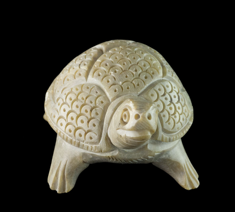Figurine Tortue En Saponite – Statue Sculptée Faite Main D’Inde
