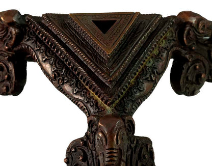Grand Support Phurba Vajrakila En Alliage De Cuivre – Socle Rituel Bouddhiste Népalais
