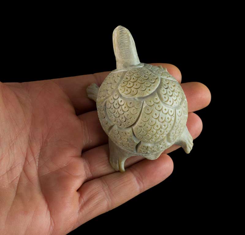 Figurine Tortue En Saponite – Statue Sculptée Faite Main D’Inde