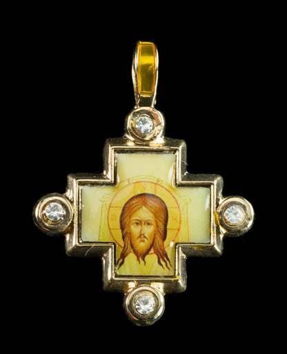 Pendentif Jésus Christ – croix orthodoxe avec icône en métal de qualité
