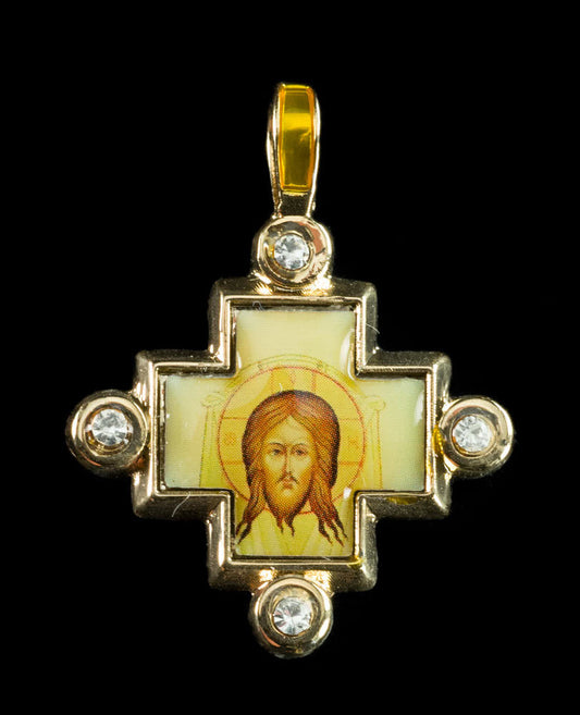 Pendentif Jésus Christ – croix orthodoxe avec icône en métal de qualité