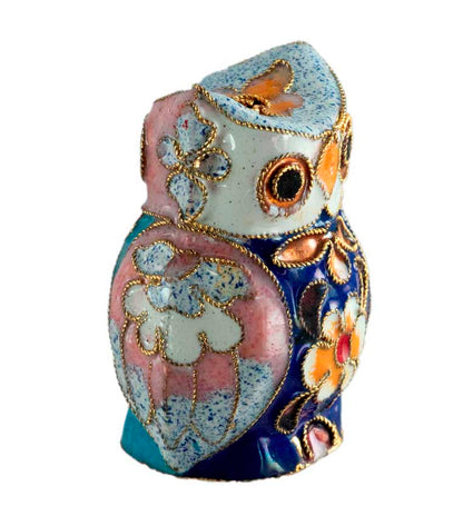 Figurine Double Face Chouette En Émail Cloisonné – Artisanat Traditionnel De Chine