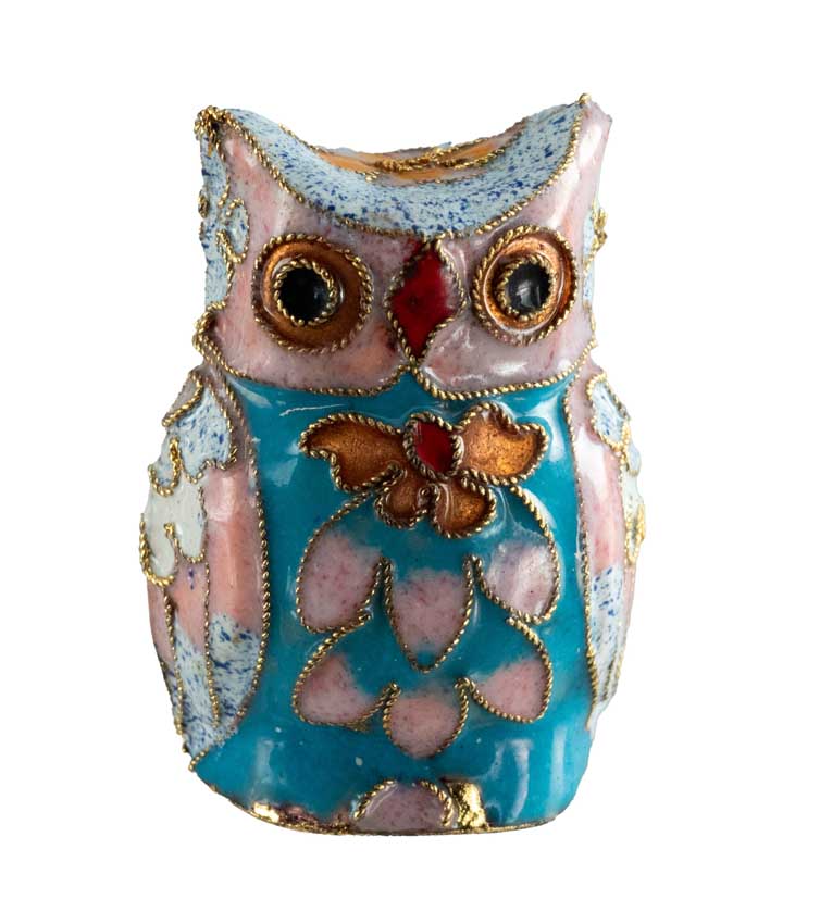 Figurine Double Face Chouette En Émail Cloisonné – Artisanat Traditionnel De Chine