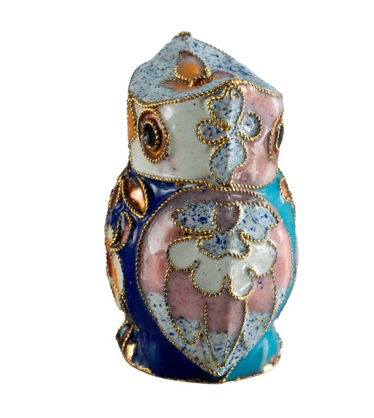 Figurine Double Face Chouette En Émail Cloisonné – Artisanat Traditionnel De Chine
