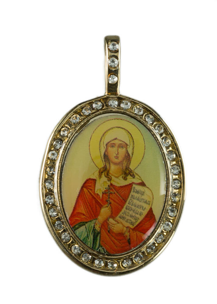 Pendentif Sainte Tatiana – icône orthodoxe en métal doré bijou chrétien