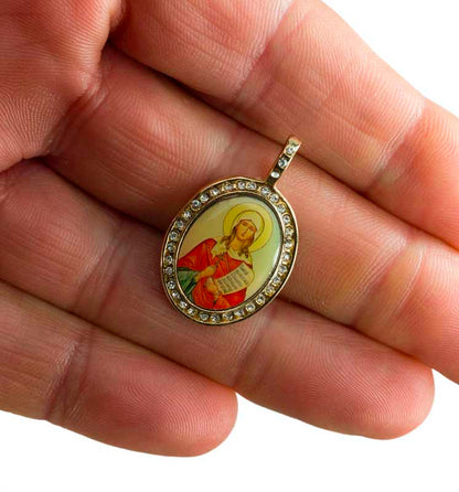 Pendentif Sainte Tatiana – icône orthodoxe en métal doré bijou chrétien