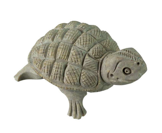 Figurine Tortue En Stéatite – Statuette Artisanale En Pierre D’Inde