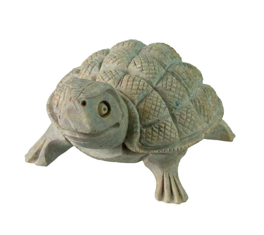 Figurine Tortue En Stéatite – Statuette Artisanale En Pierre D’Inde