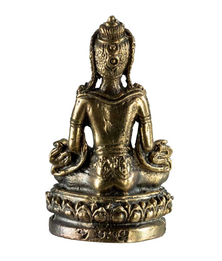Statuette Bouddha Amitayus en laiton – Symbole de longévité et de sagesse