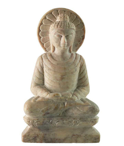 Statuette Bouddha Gautama en pierre ollaire – Sculpture artisanale indienne en stéatite