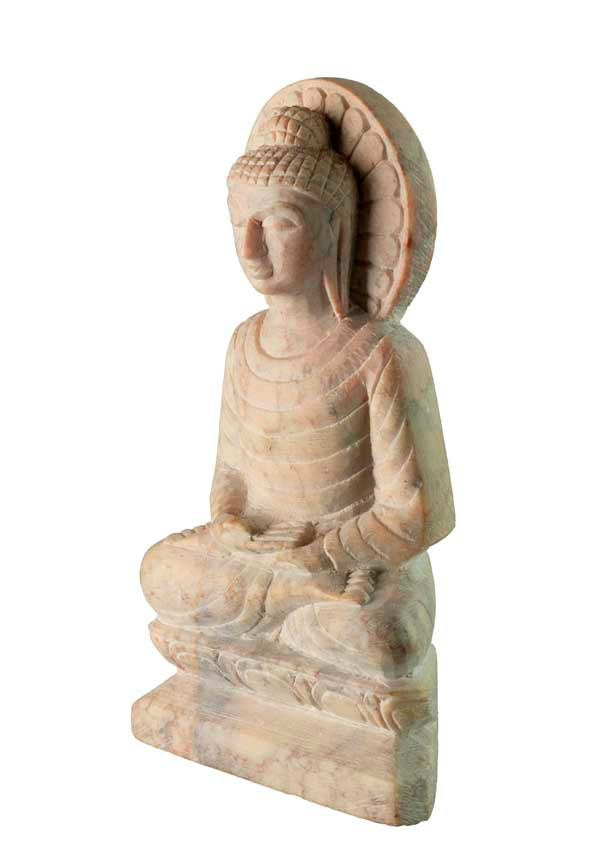 Statuette Bouddha Gautama en pierre ollaire – Sculpture artisanale indienne en stéatite