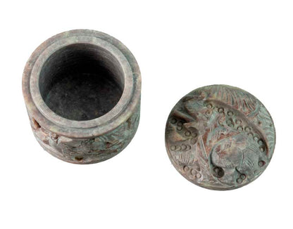 Boîte À Bijoux En Pierre Stéatite – Artisanat Indien Sculpté