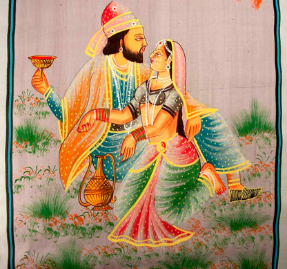 Peinture Moghole Indienne – Maharaja et Courtisane