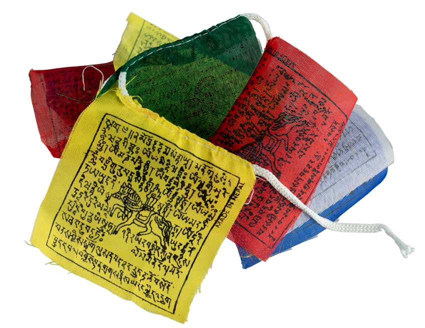 Mini Drapeaux de Prières Tibétains Bouddhistes 7 x 7 cm – Guirlande du Népal