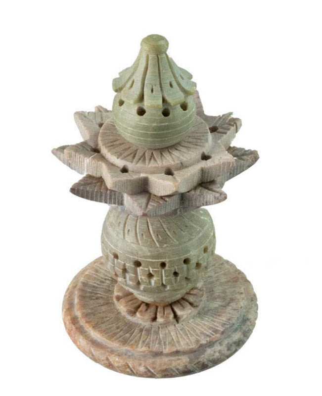 Porte-encens Fleur de Lotus en pierre ollaire – support artisanal pour bâton d'encens