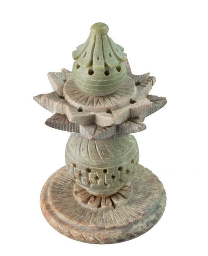 Porte-encens Fleur de Lotus en pierre ollaire – support artisanal pour bâton d'encens