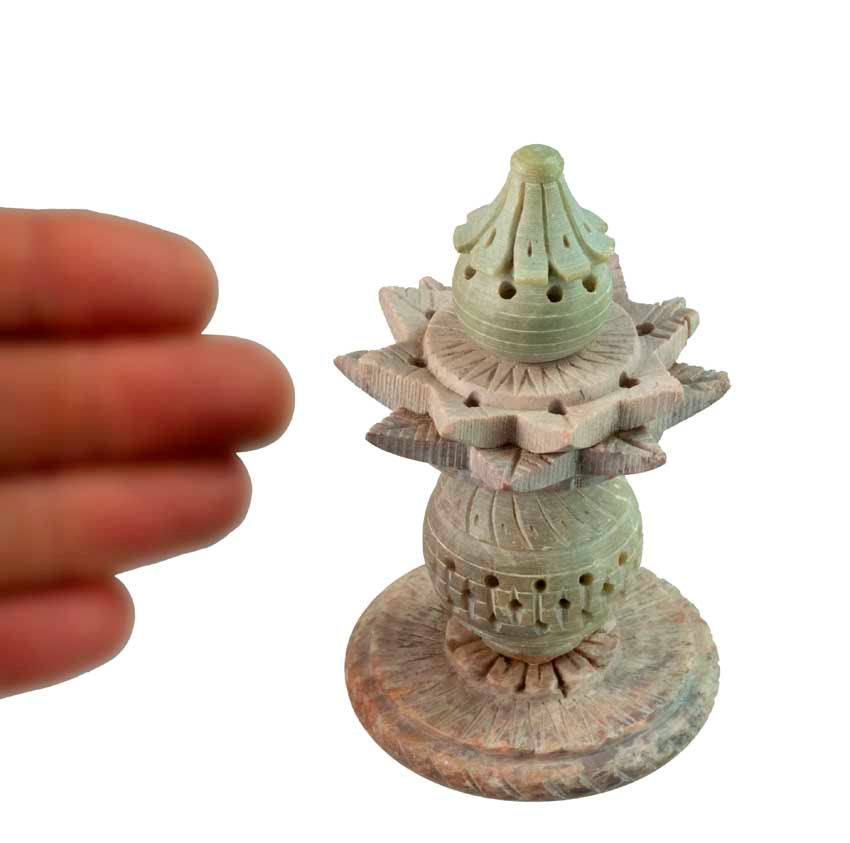 Porte-encens Fleur de Lotus en pierre ollaire – support artisanal pour bâton d'encens