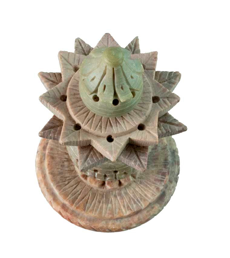 Porte-encens Fleur de Lotus en pierre ollaire – support artisanal pour bâton d'encens