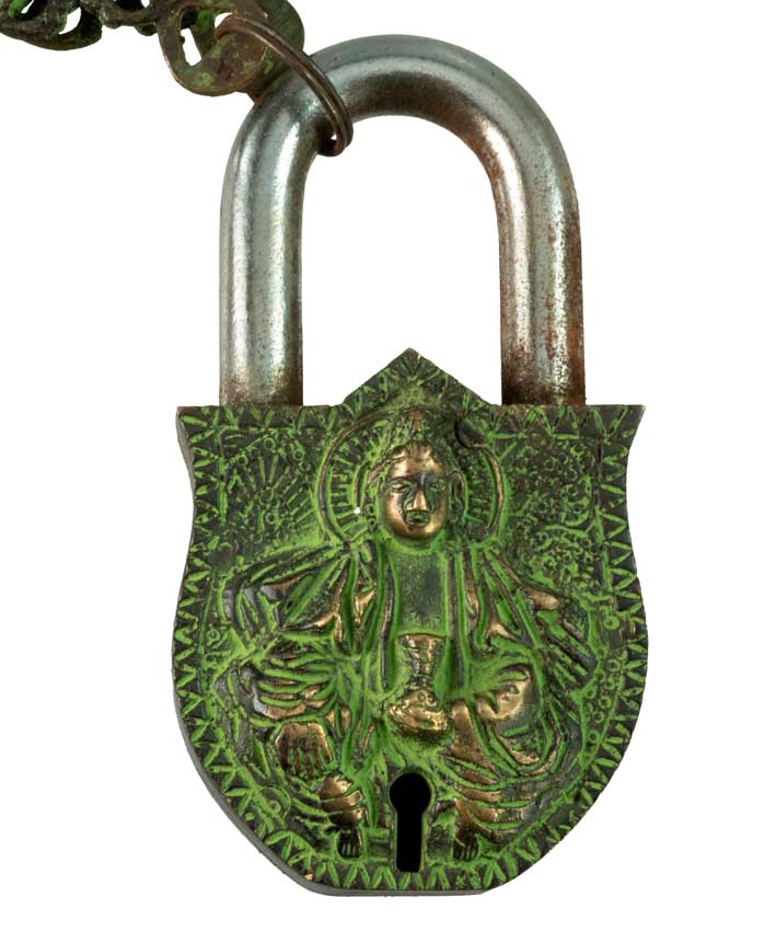Cadenas Décoratif Bouddha Avec Mantra Om Mani Padme Hum En Laiton – Artisanat Du Népal