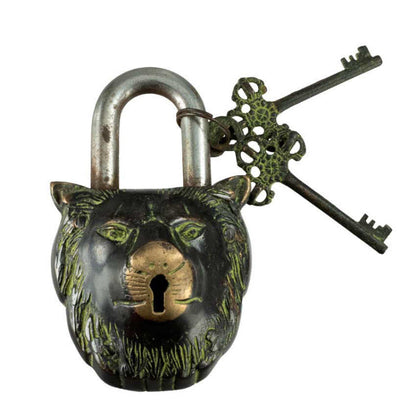 Cadenas Décoratif Tête De Lion Avec Mantra Om Mani Padme Hum – Artisanat Du Népal