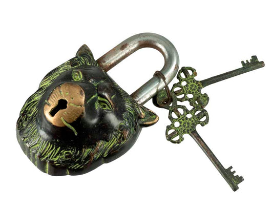 Cadenas Décoratif Tête De Lion Avec Mantra Om Mani Padme Hum – Artisanat Du Népal
