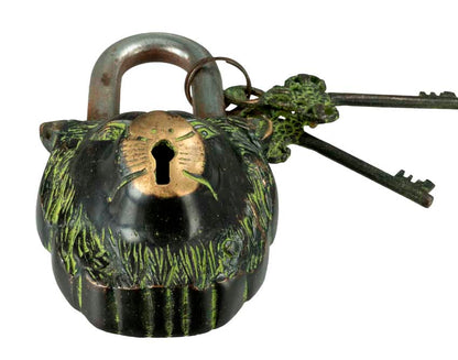 Cadenas Décoratif Tête De Lion Avec Mantra Om Mani Padme Hum – Artisanat Du Népal