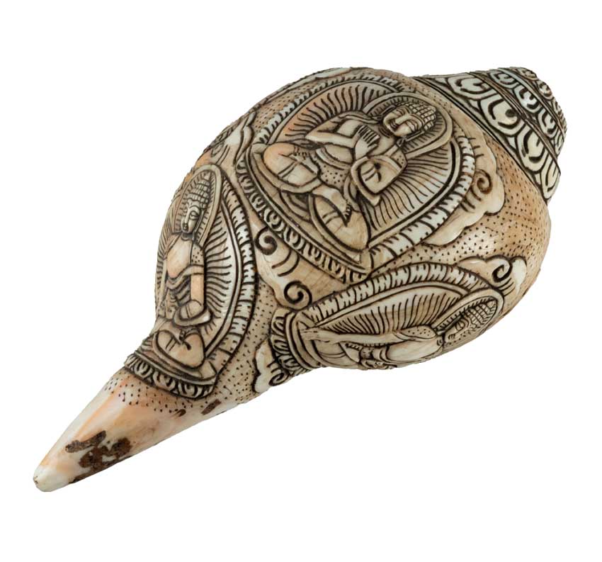 Conque Tibétaine Bouddhiste Shanka – Coquillage Sacré Artisanal du Népal