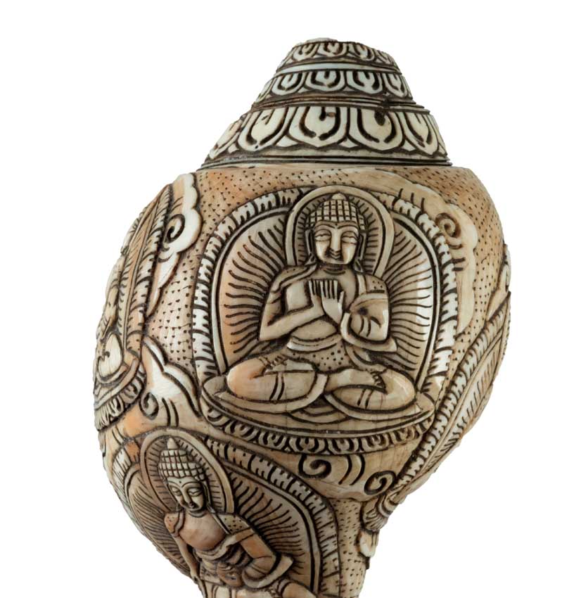 Conque Tibétaine Bouddhiste Shanka – Coquillage Sacré Artisanal du Népal