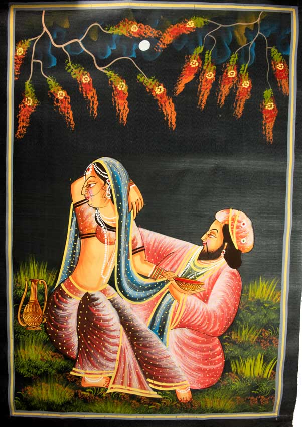 Peinture Moghole Miniature Indienne – Maharaja et Princesse
