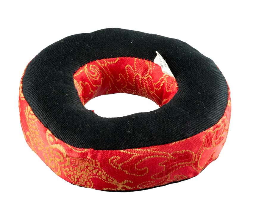 Coussin pour Bol Tibétain Ø11 cm – Brocart Rouge – Artisanat du Népal