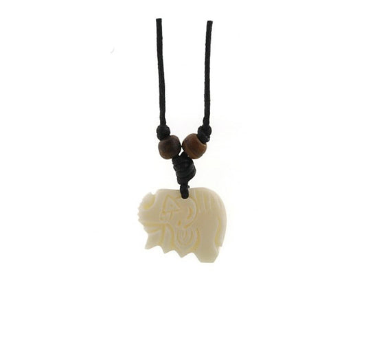 Collier Pendentif Éléphant En Os De Yak