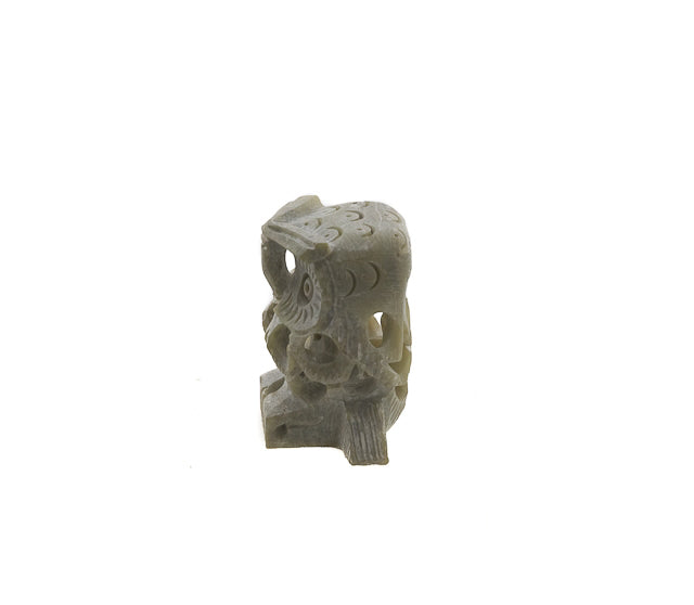 Figurine Chouette En Pierre Naturelle Stéatite – Sculpture Artisanale D'Inde