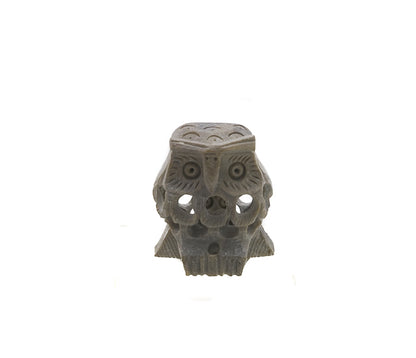 Figurine Chouette En Pierre Naturelle Stéatite – Sculpture Artisanale D'Inde